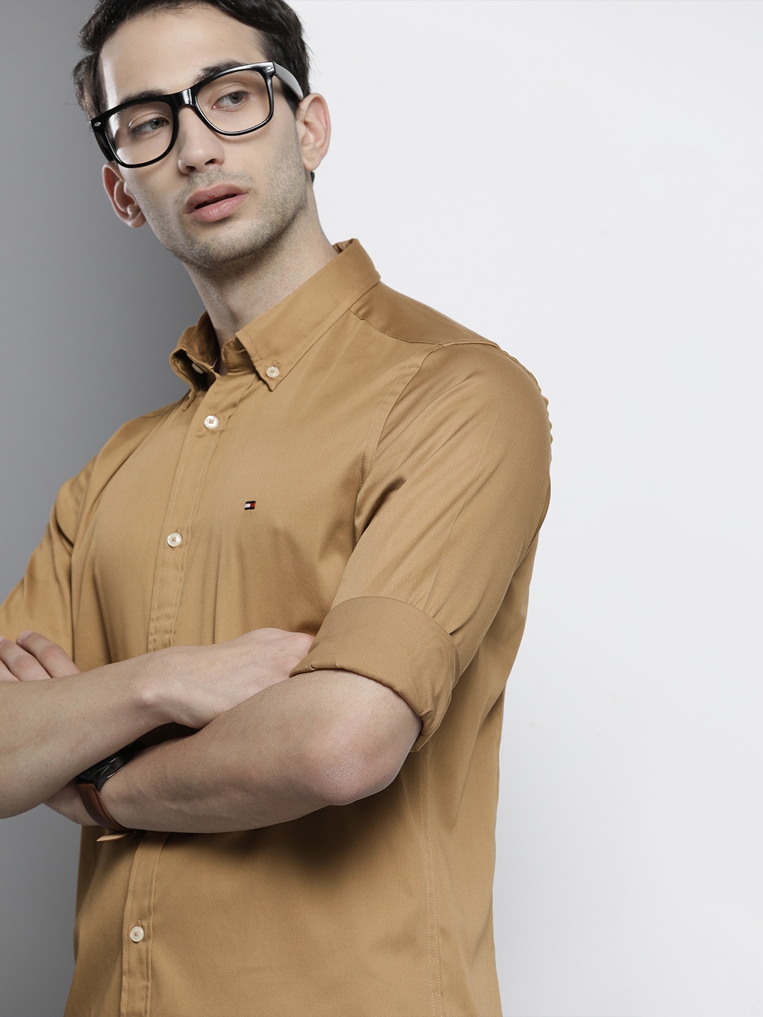 

Tommy Hilfiger Men Khaki Slim Fit Casual Shirt