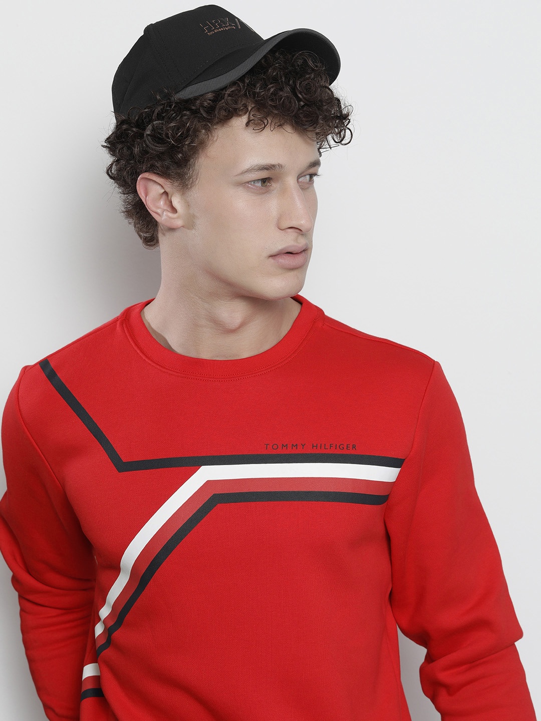 

Tommy Hilfiger Men Red Striped Sweatshirt