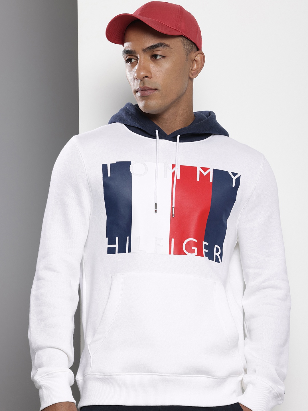 

Tommy Hilfiger Brand Logo Printed Hooded Sweatshirt, White
