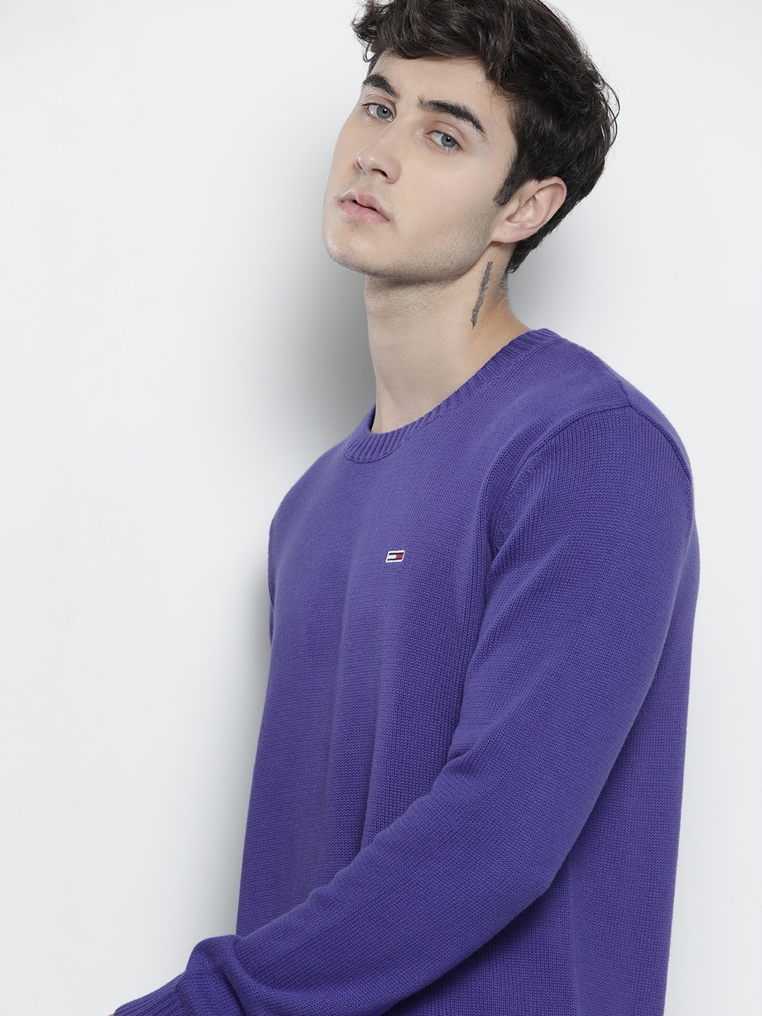 

Tommy Hilfiger Men Blue Solid Pure Cotton Pullover Sweater
