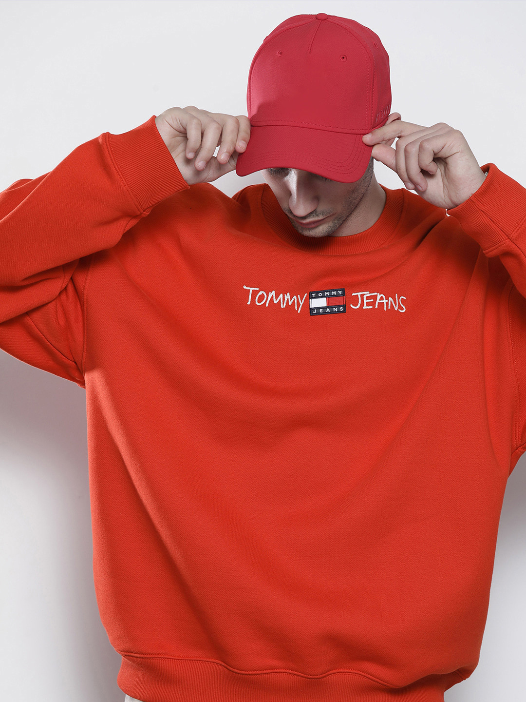

Tommy Hilfiger Men Orange Pure Cotton Brand Logo Embroidered Detail Sweatshirt