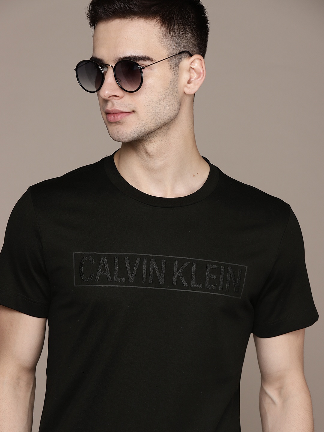 

Calvin Klein Jeans Men Black Brand Logo Printed Pure Cotton T-shirt