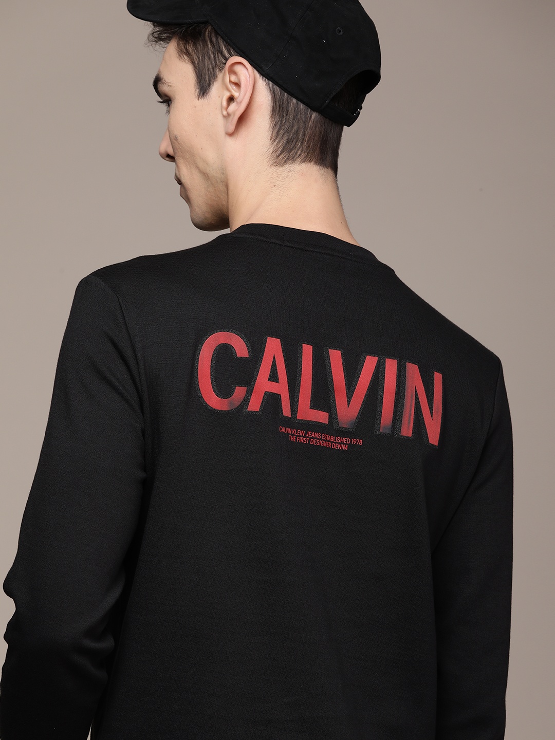 

Calvin Klein Jeans Men Black A- LS REG Brand Logo Printed T-shirt