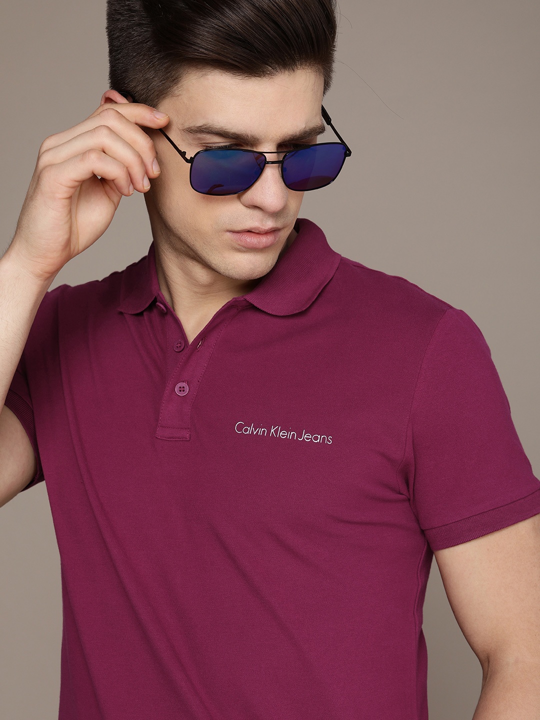

Calvin Klein Jeans Polo Collar T-shirt, Magenta