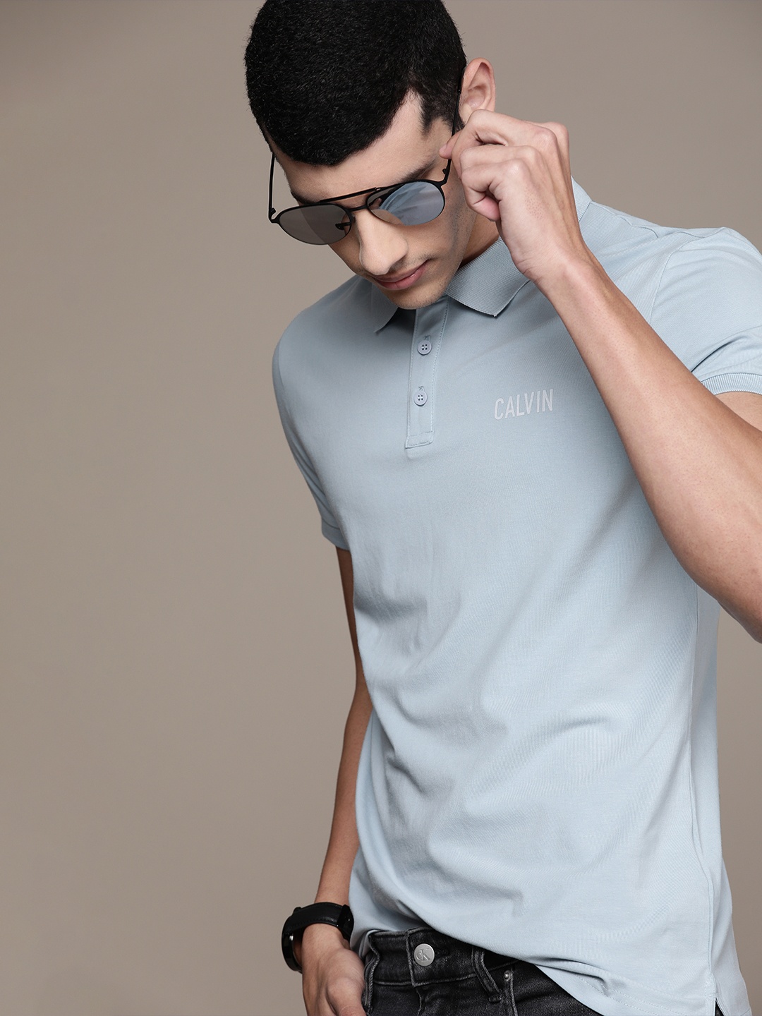 

Calvin Klein Jeans Men Blue Polo Collar Slim Fit T-shirt