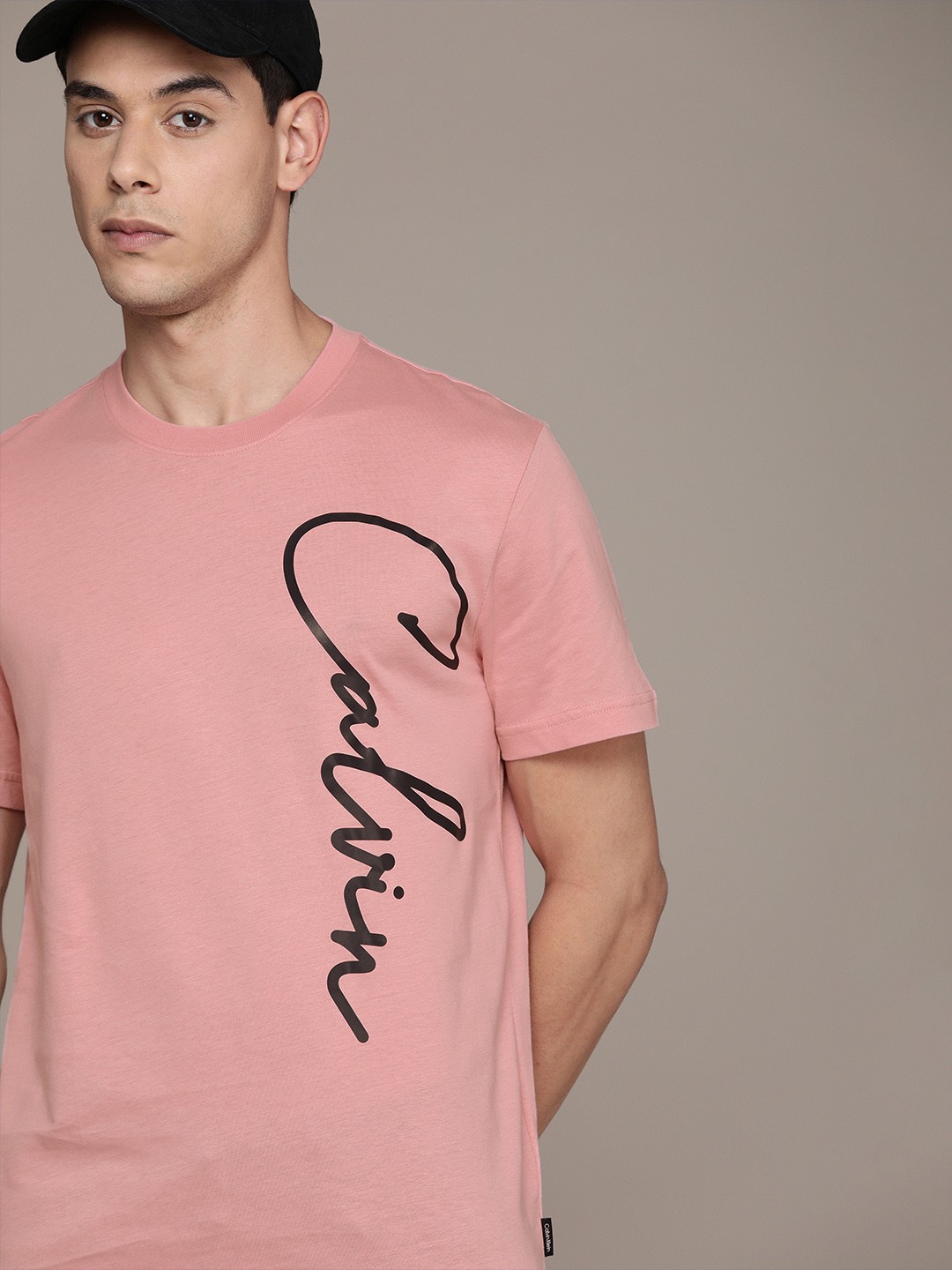 

Calvin Klein Jeans Men Pink Brand Logo Printed Pure Cotton T-shirt