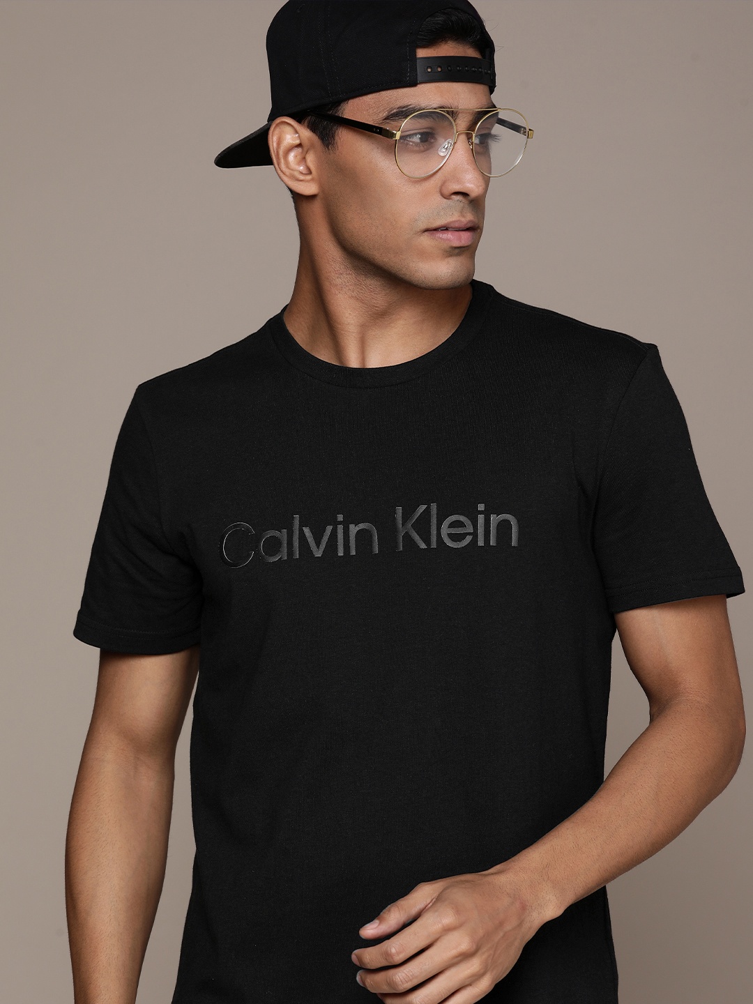 

Calvin Klein Jeans Men Black Brand Logo Printed T-shirt