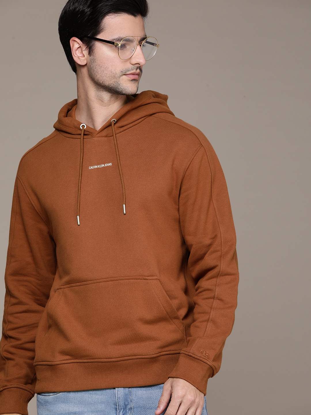 

Calvin Klein Jeans Men Brown Printed Hooded Sweatshirt