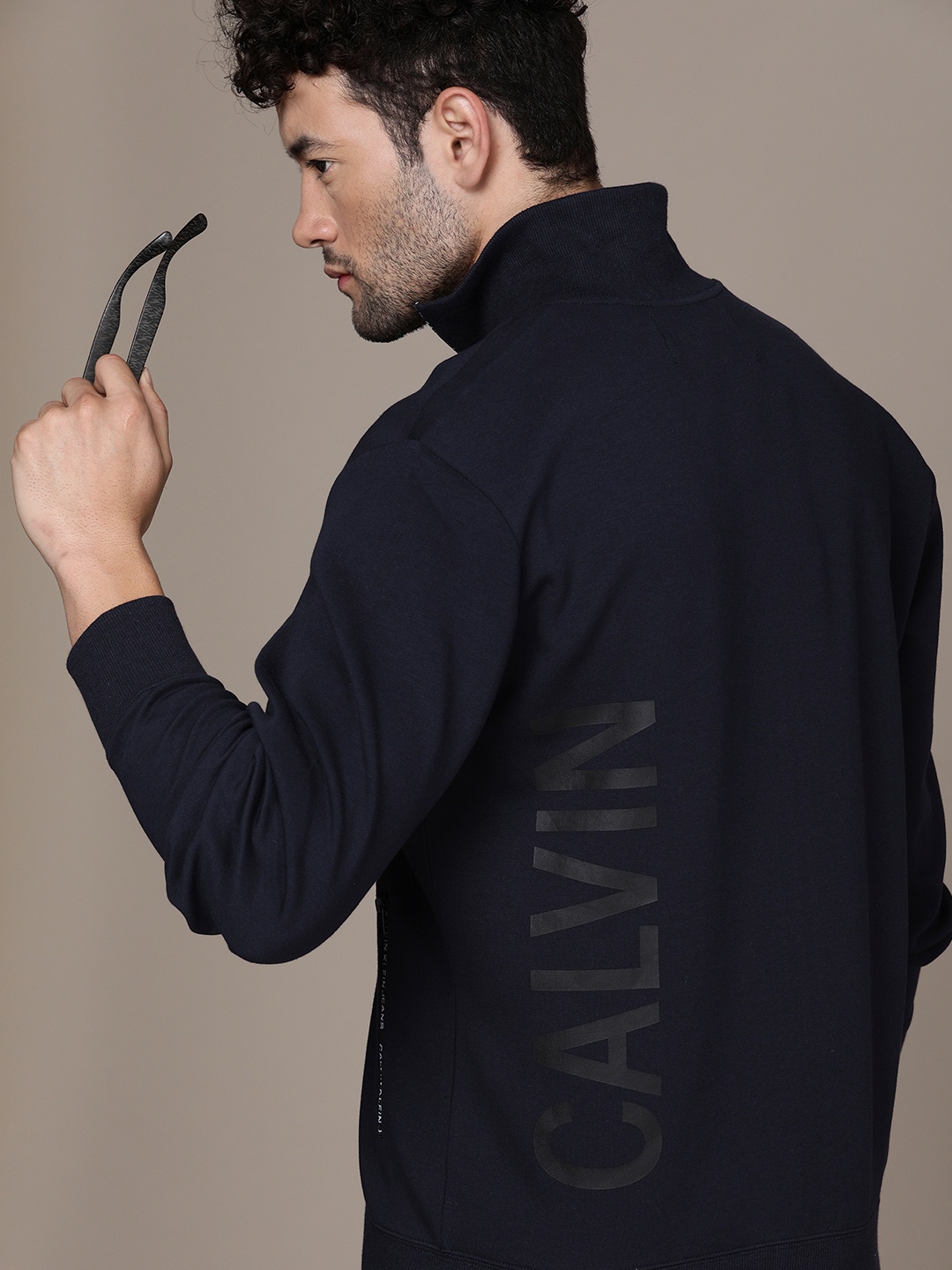 

Calvin Klein Jeans Men Navy Blue Brand Logo Printed Sweatshirt