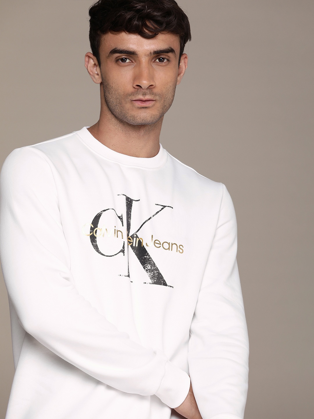 

Calvin Klein Jeans Men White Printed Sweatshirt