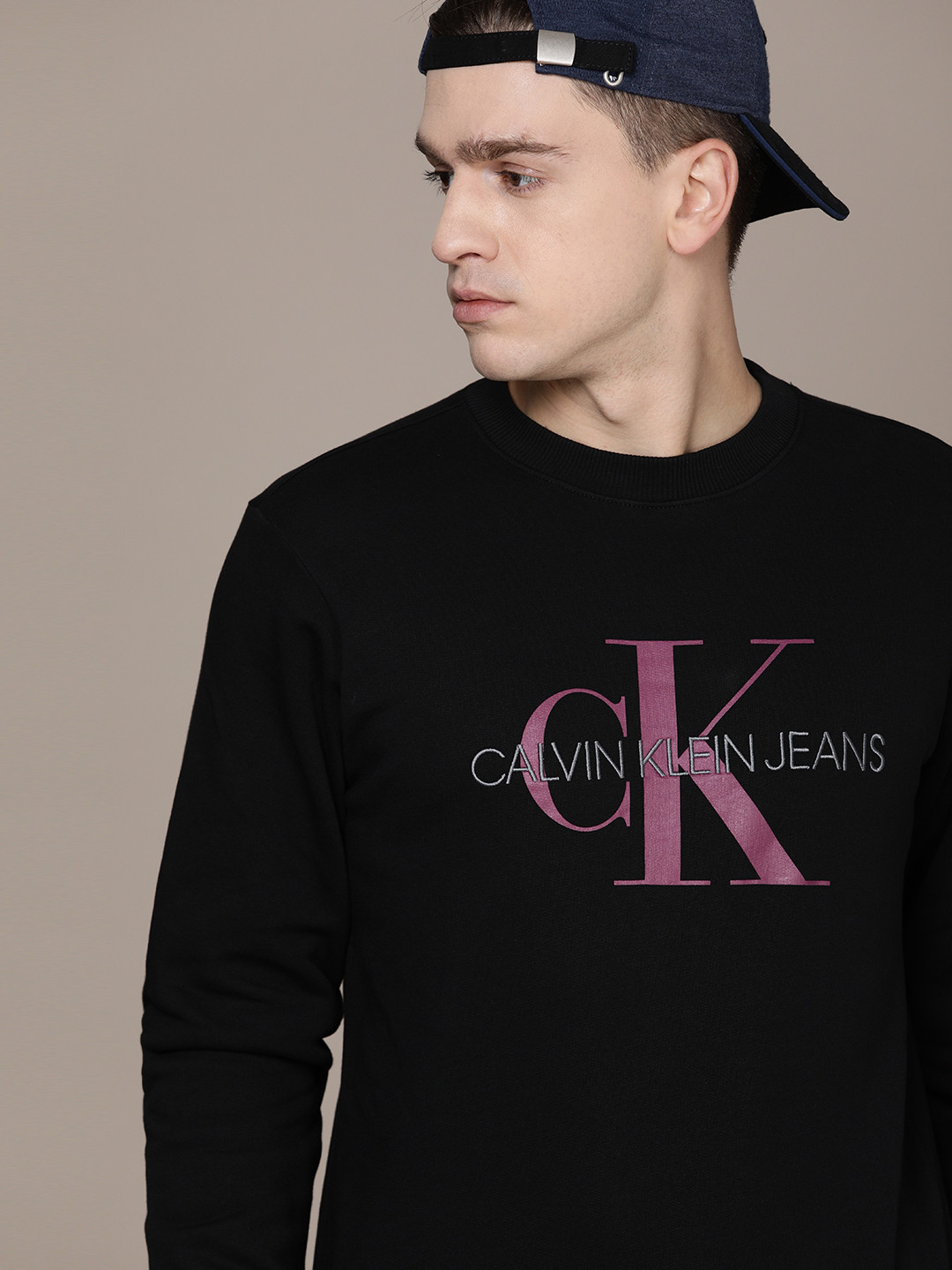 

Calvin Klein Jeans Men Black & Pink Printed Sweatshirt