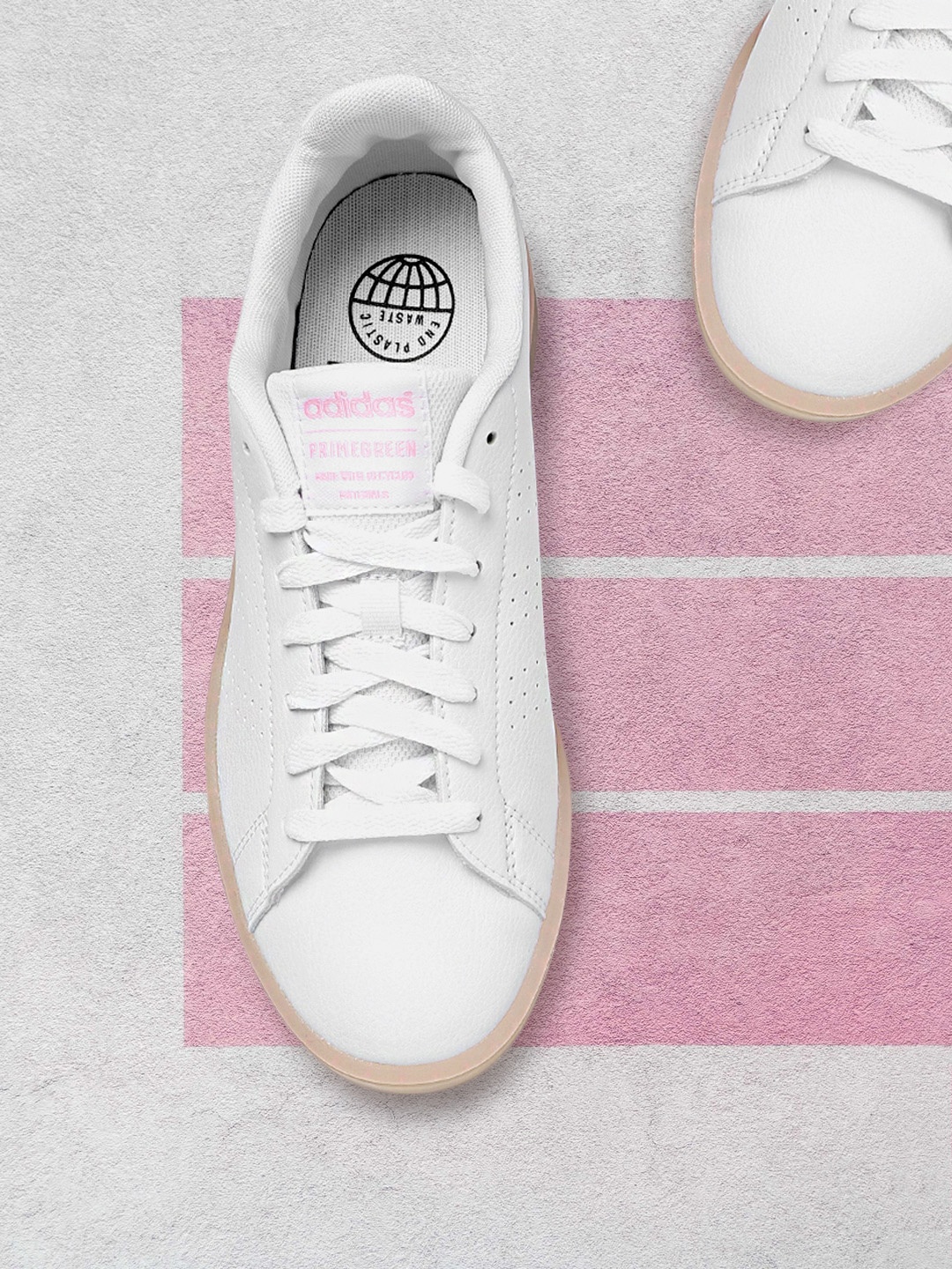 

ADIDAS Women White Perforated Advantage Eco Sustainable Sustainable Tennis Shoes