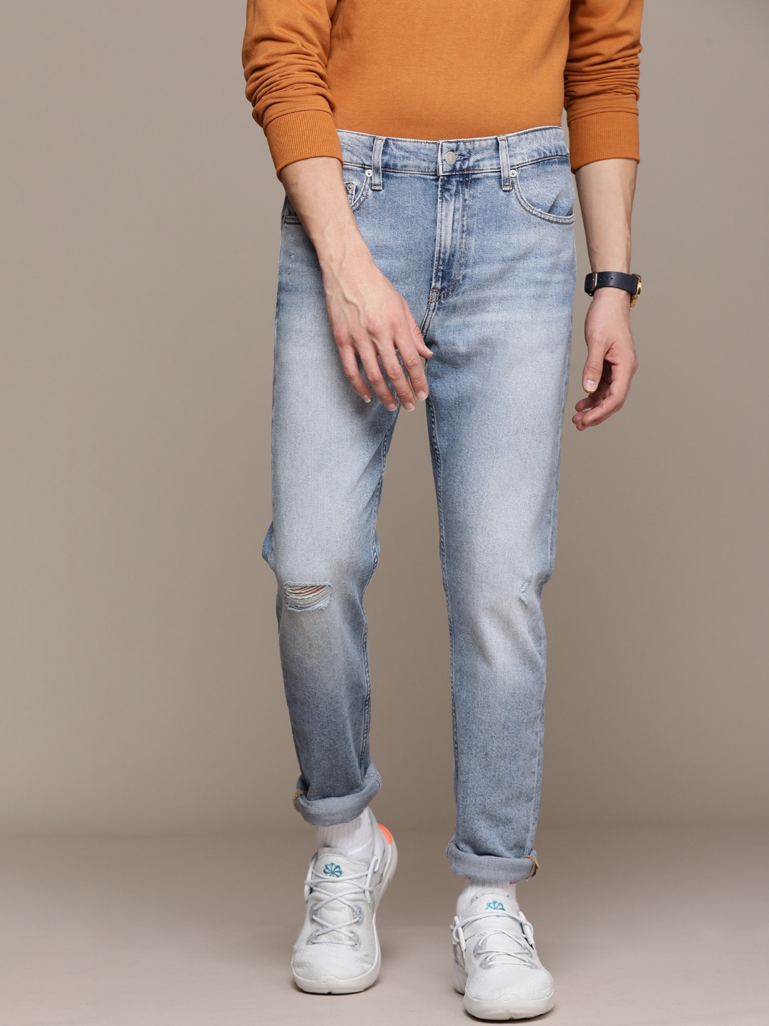 

Calvin Klein Jeans Men Blue Slim Fit Slash Knee Heavy Fade Stretchable Jeans