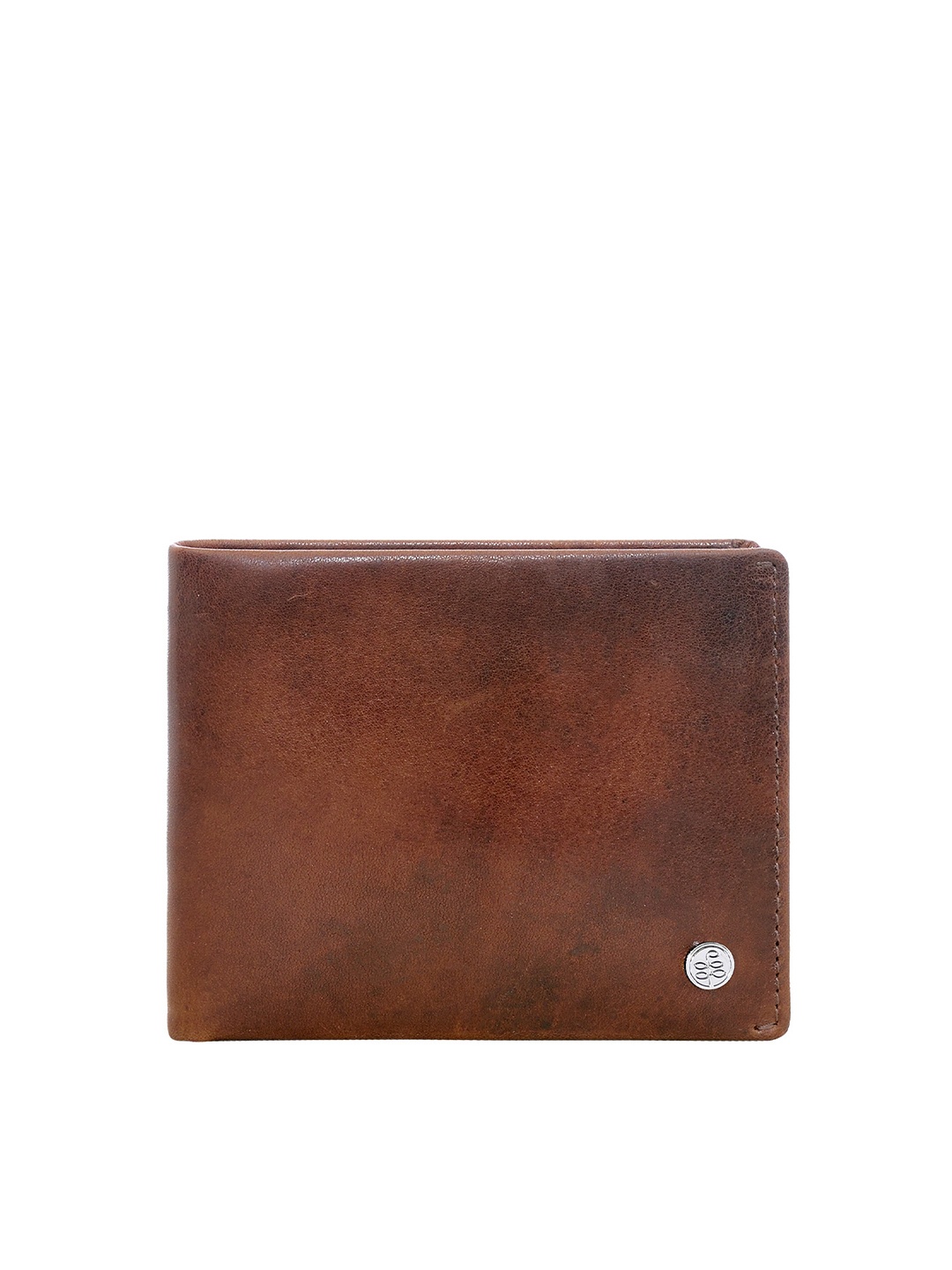 

Eske Men Brown Textured Leather Two Fold Wallet with RFID