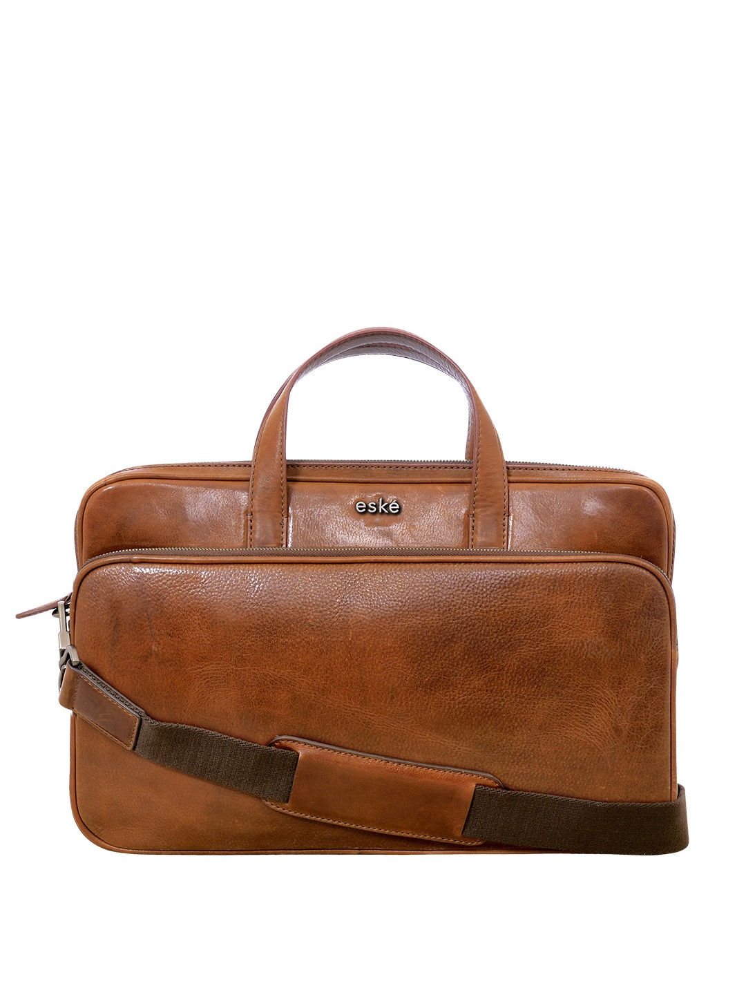 

Eske Men Brown Textured Leather Laptop Bag