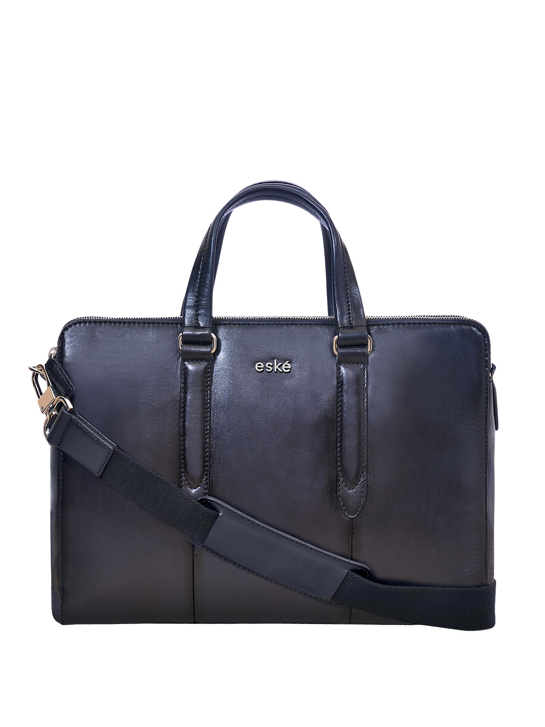 

Eske Men Navy Blue Textured 15 Inch Leather Laptop Bag
