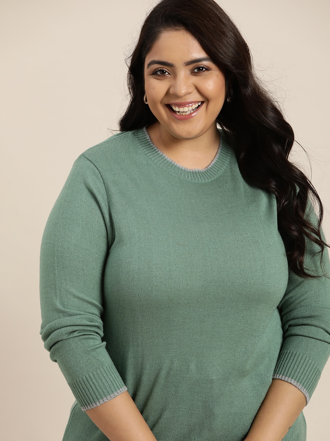 

Sztori Plus Size Women Sea Green Pullover