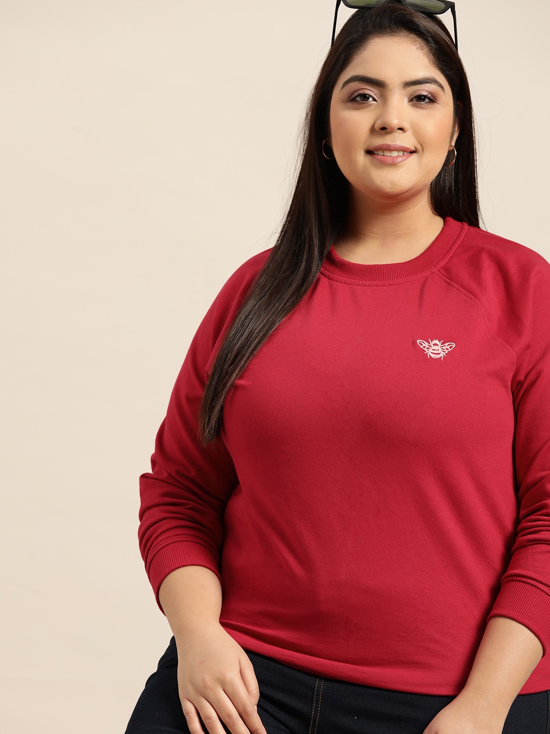 

Sztori Plus Size Women Red Sweatshirt