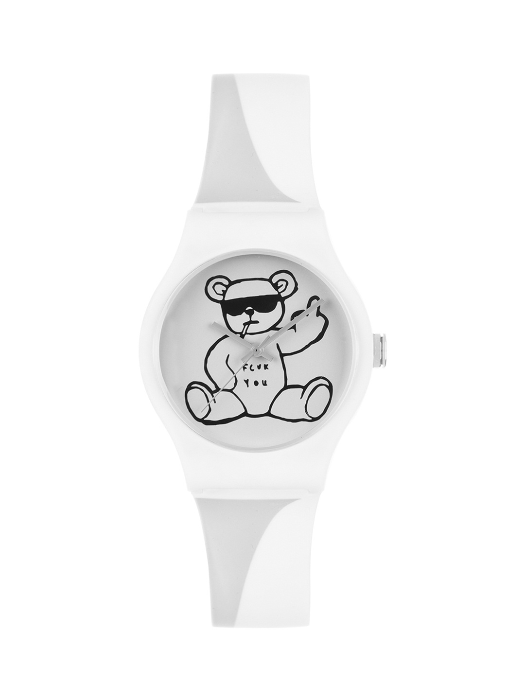 

FCUK Unisex White Printed Dial & White Straps Analogue Watch FC174W, Grey