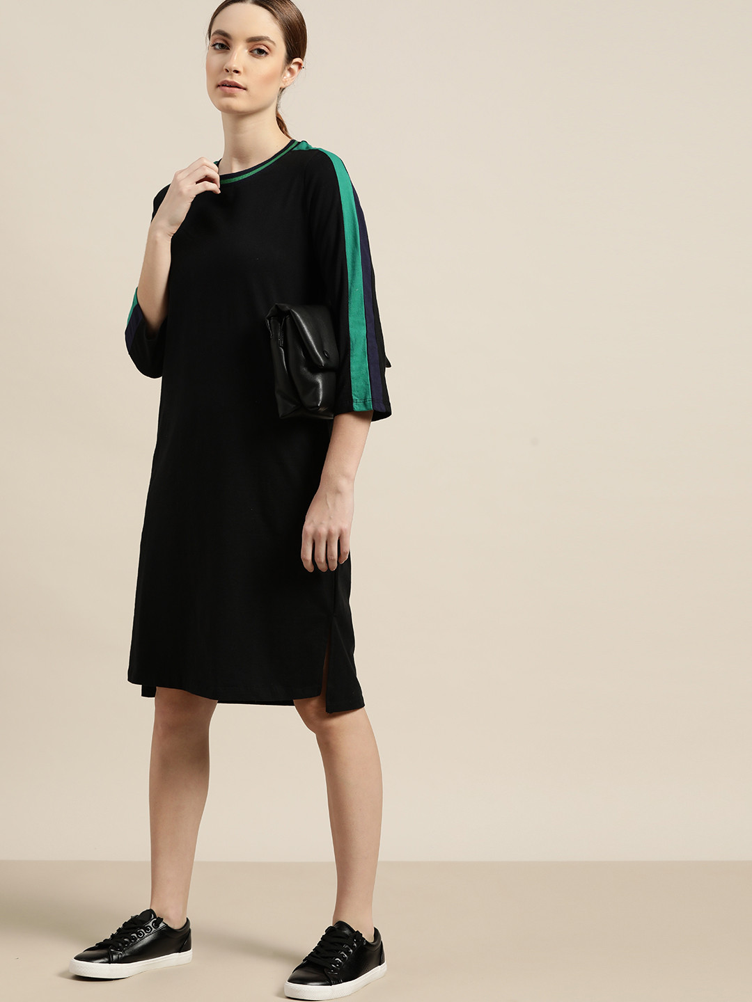 

ether Black T-shirt Dress