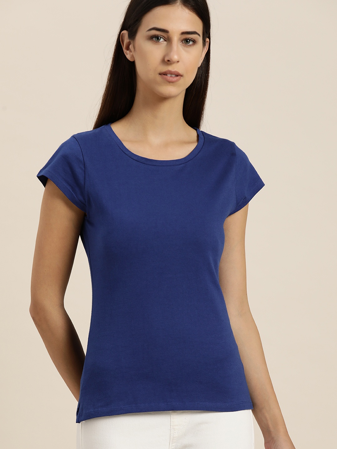 

ether Women Navy Blue T-shirt