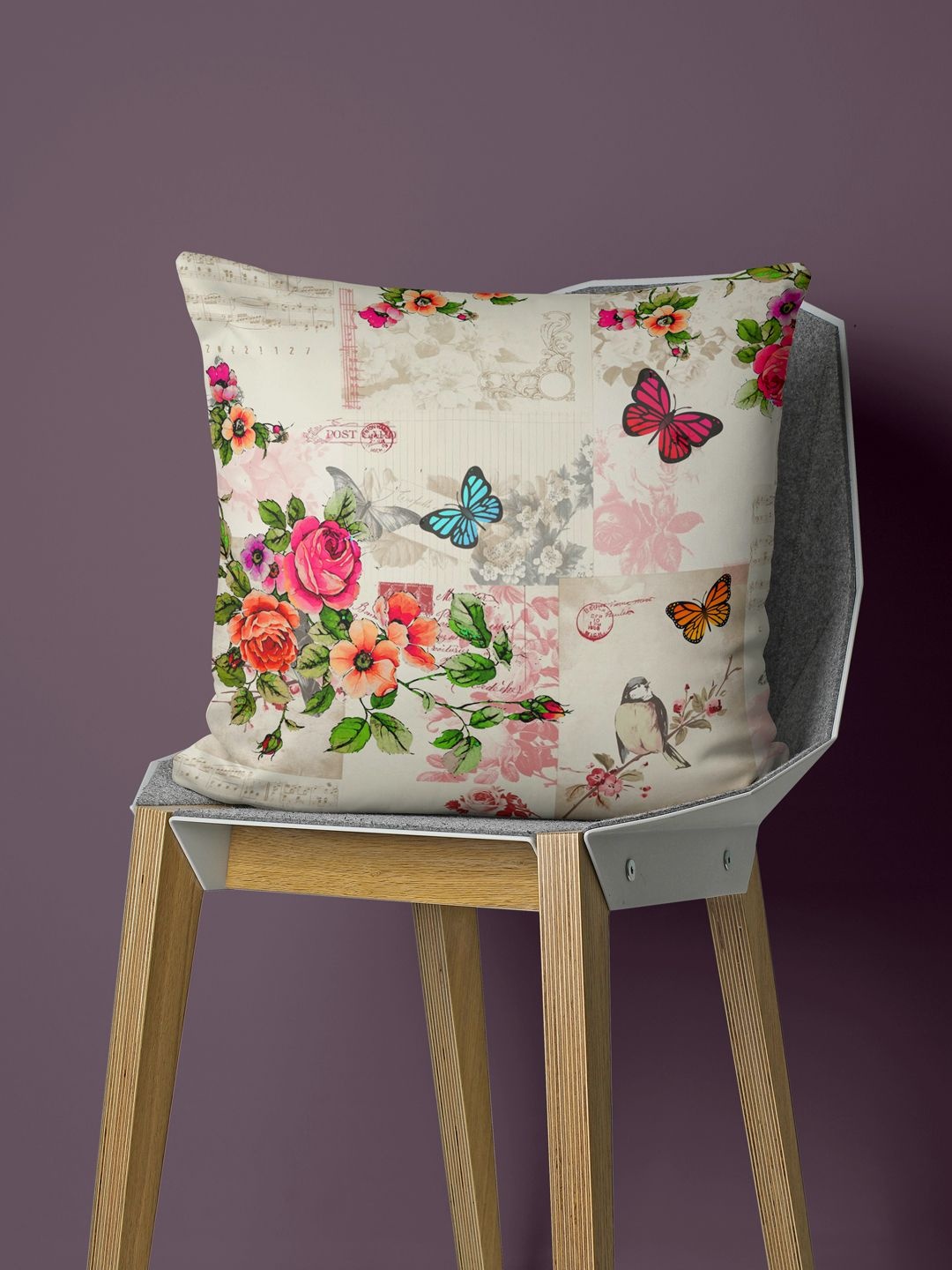 

BIANCA Off White & Red Floral Square Cushion Covers