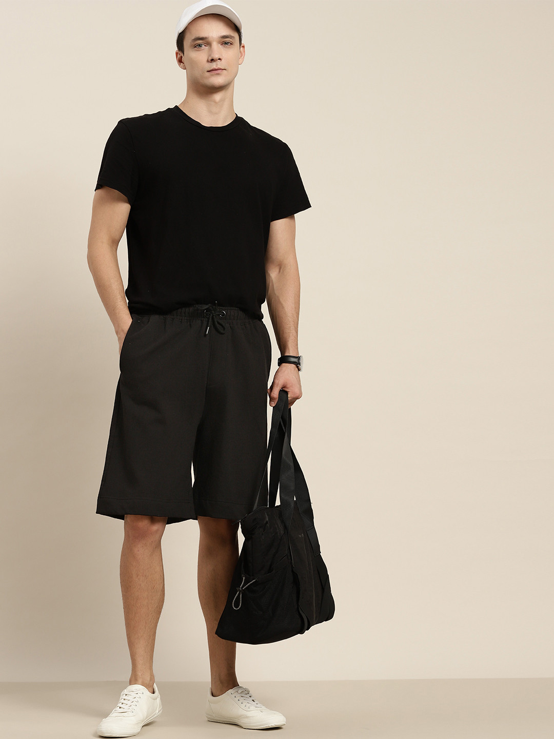 

ether Men Black Slim Fit High-Rise Regular Shorts