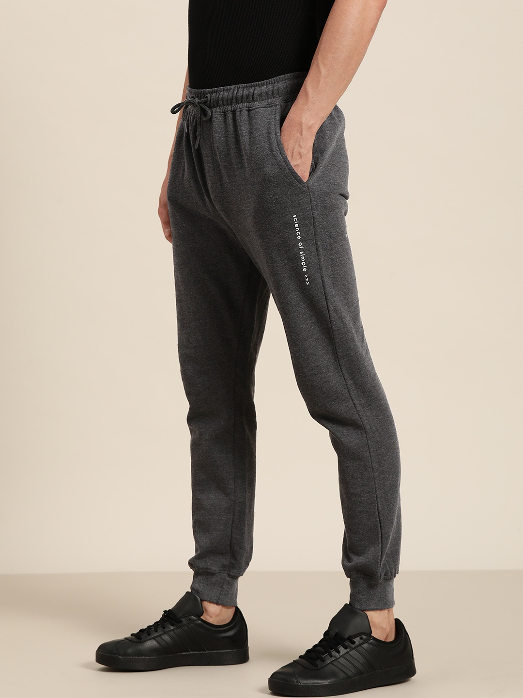 

ether Men Charcoal Grey Solid Joggers