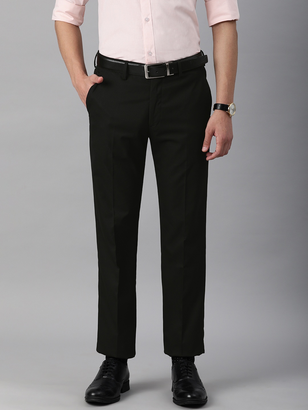 

Louis Philippe Men Black Slim Fit Low-Rise Regular Trousers