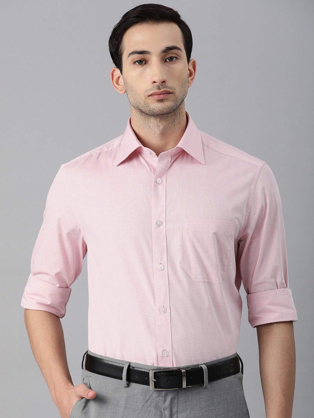 

Louis Philippe Men Pink Solid Premium Cotton Formal Shirt