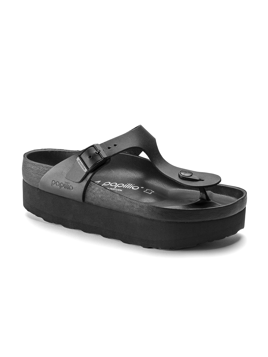 

Birkenstock Women Gizeh Platform Black Regular Slide Sandals