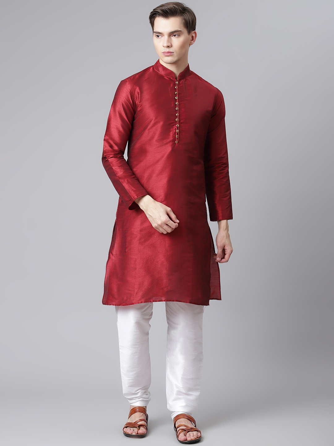 

Readiprint Fashions Men Maroon & White Kurta with Churidar