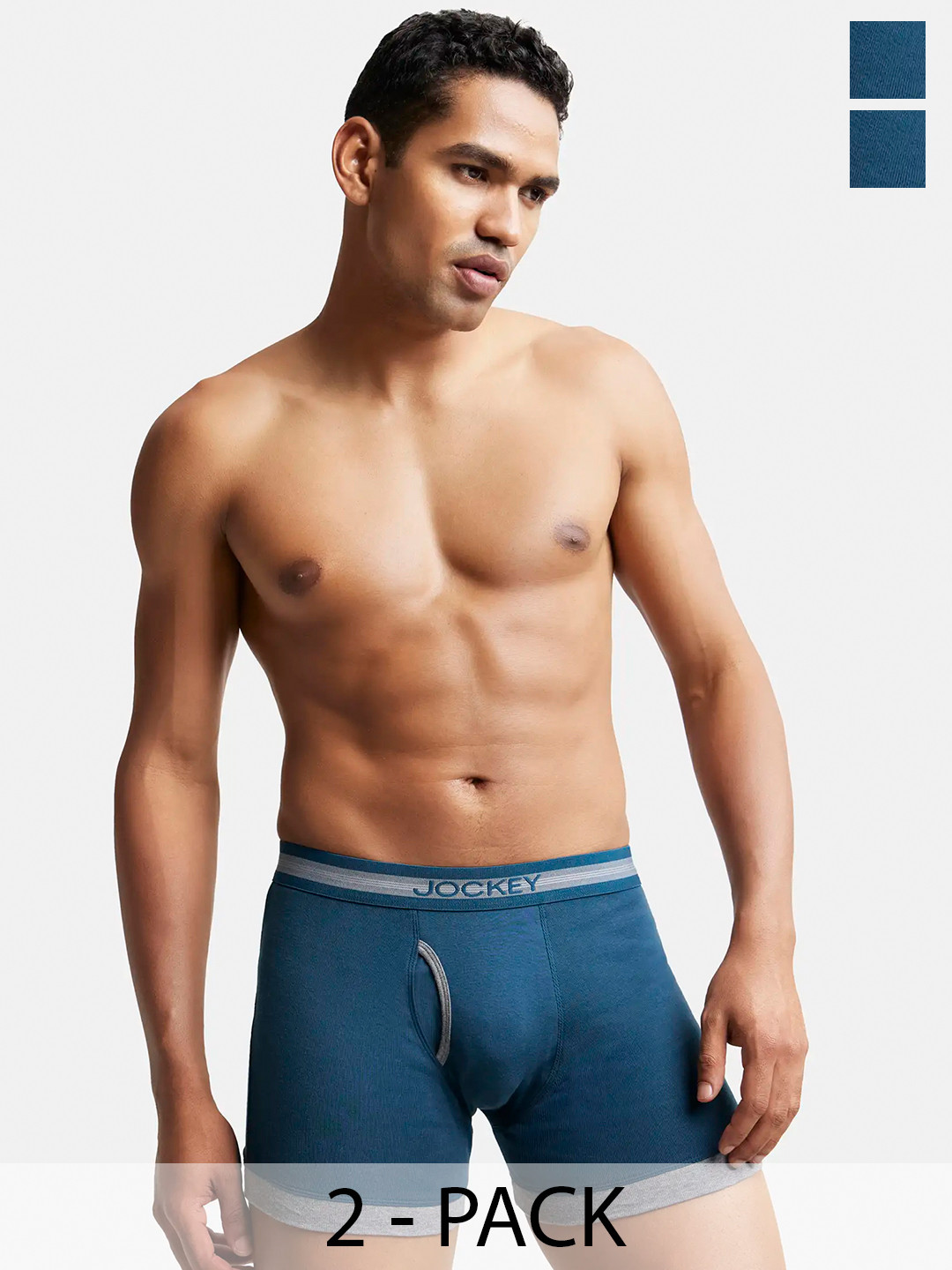 

Pack Of 2 Super Combed Cotton Rib Solid Boxer Brief with StayFresh Treatment-1017, Blue
