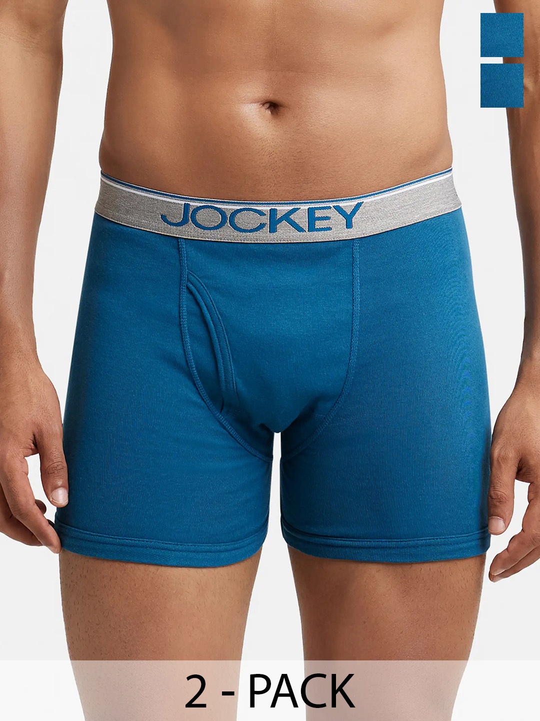 

Pack Of 2 Super Combed Cotton Rib Boxer Brief with Ultrasoft and Durable Waistband-8009, Blue