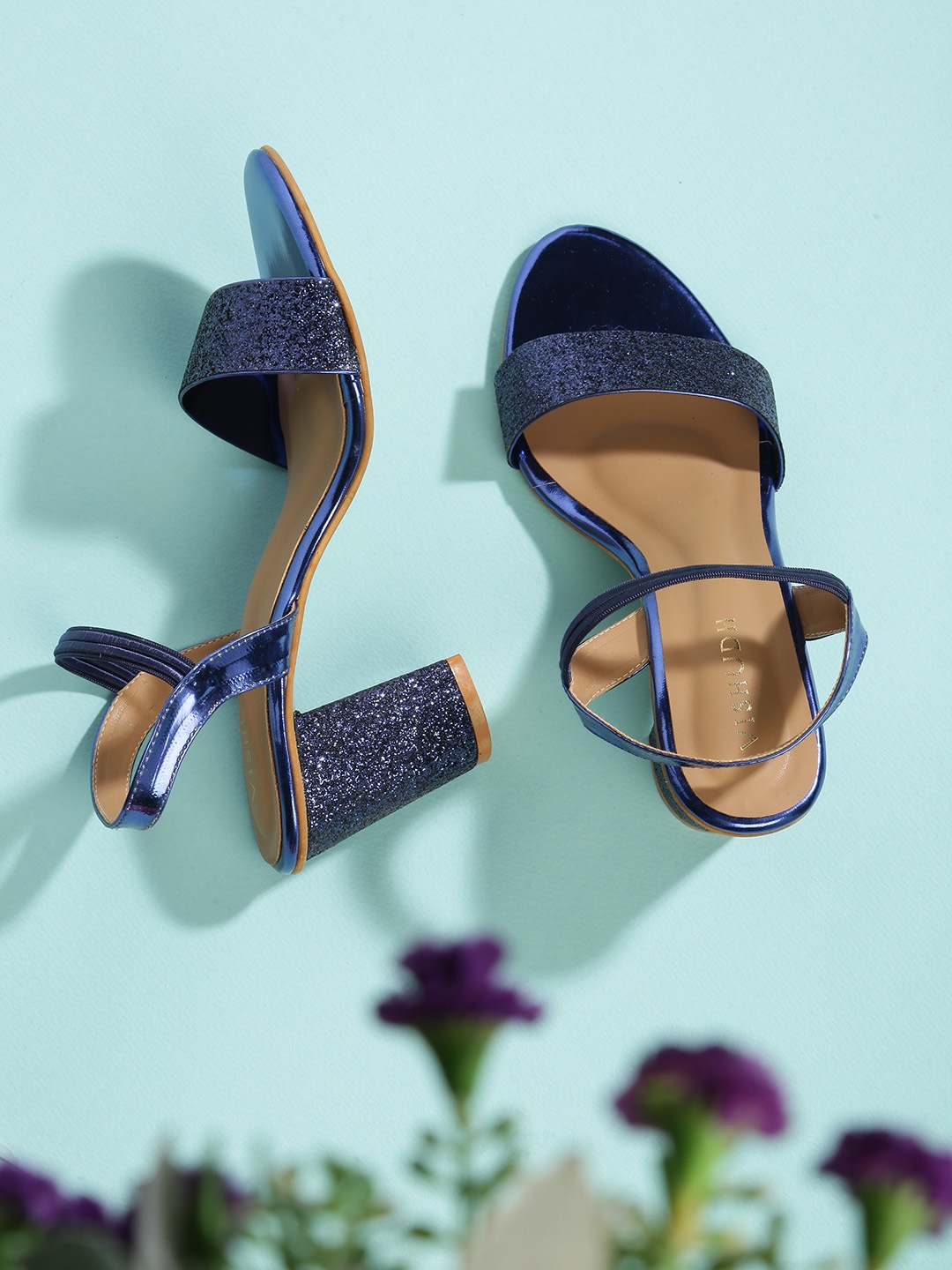 

Vishudh Blue Textured Block Sandals