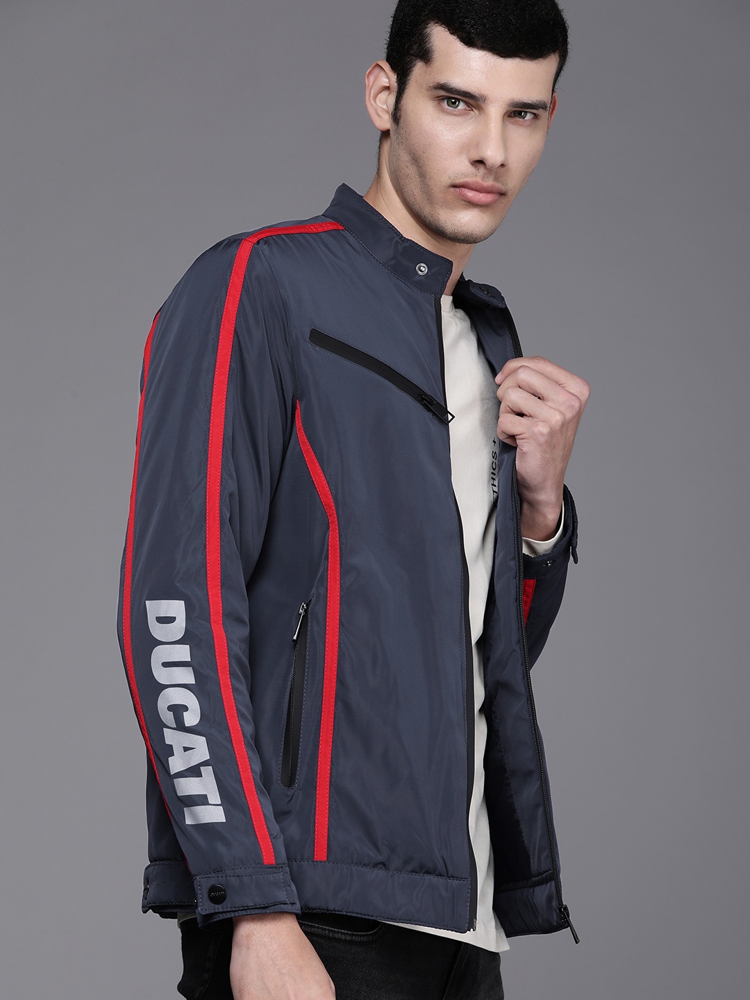 

Ducati Men Navy Blue Sporty Jacket