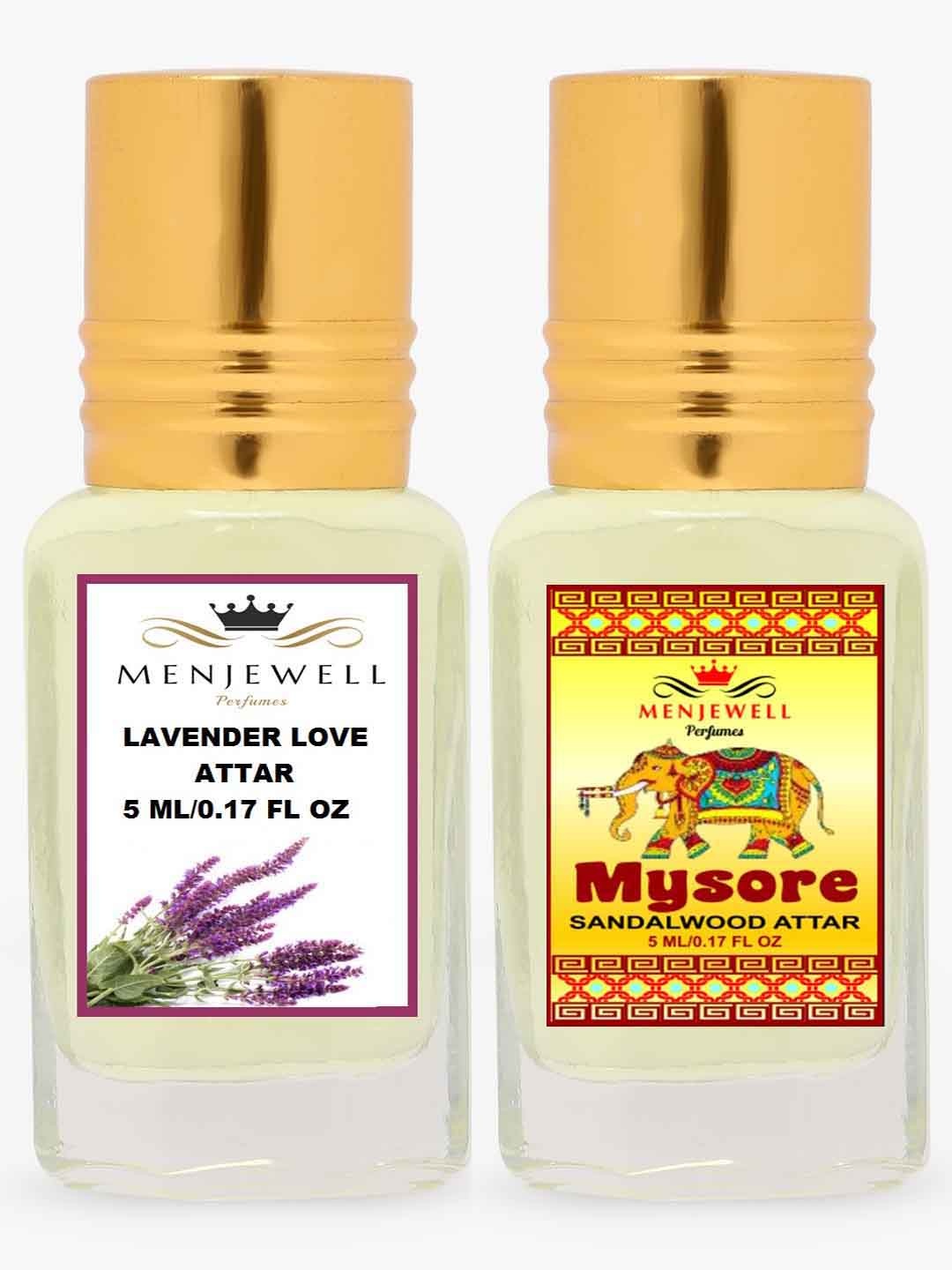 

MENJEWELL Lavender Love Mysore Sandalwood Attar 10ml, Transparent