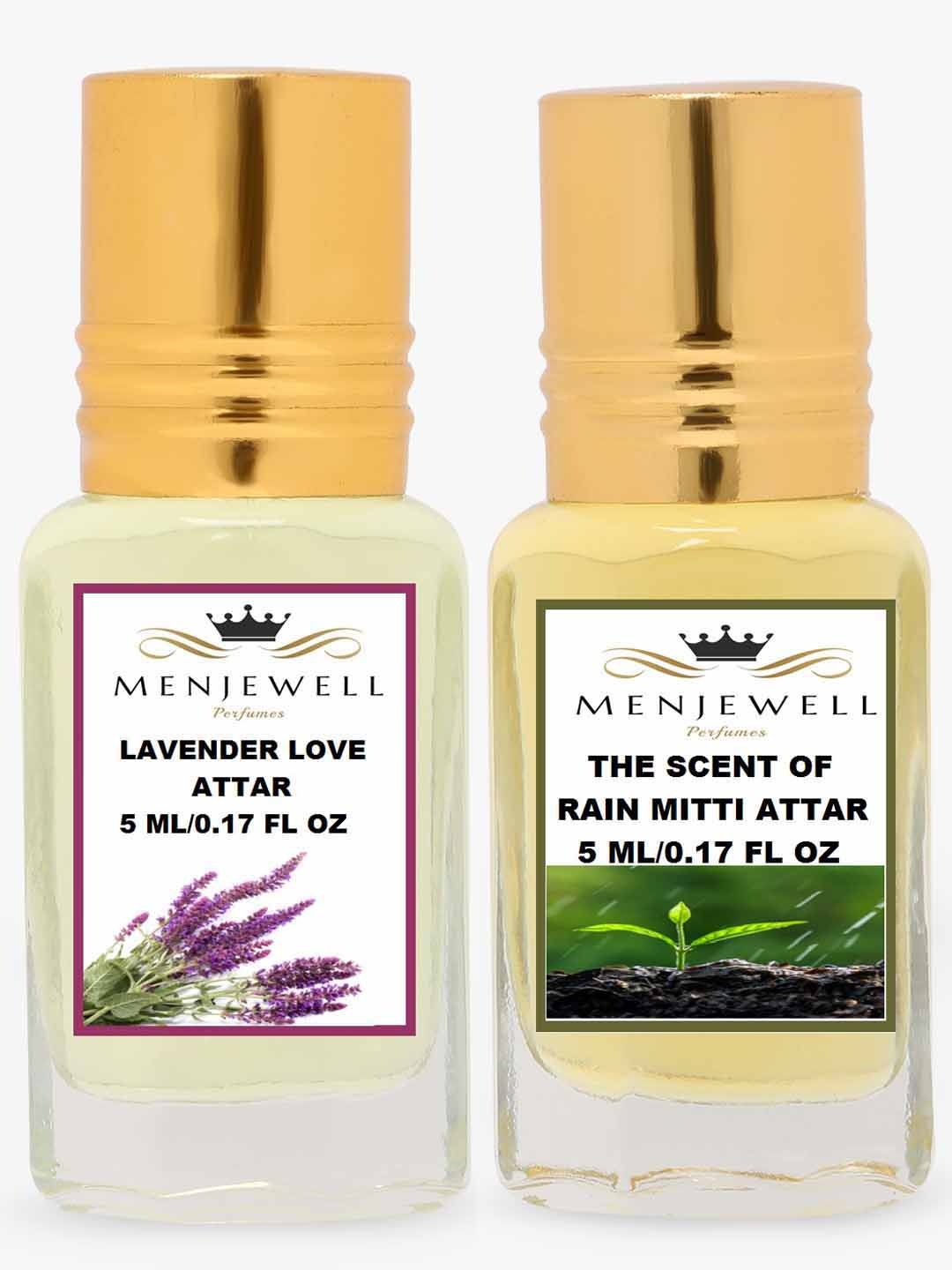 

Menjewell Set Of 2 Lavender Love & The Scent Of Rain Mitti - 10 ml, Transparent