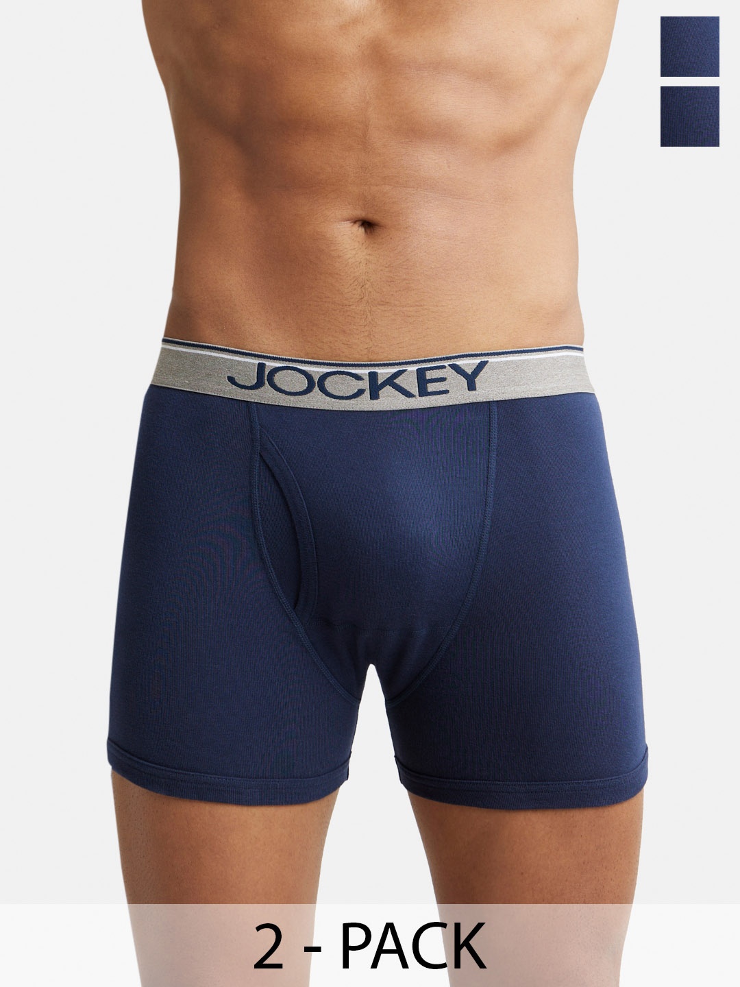 

Pack Of 2 Super Combed Cotton Rib Boxer Brief with Ultrasoft and Durable Waistband-8009, Navy blue