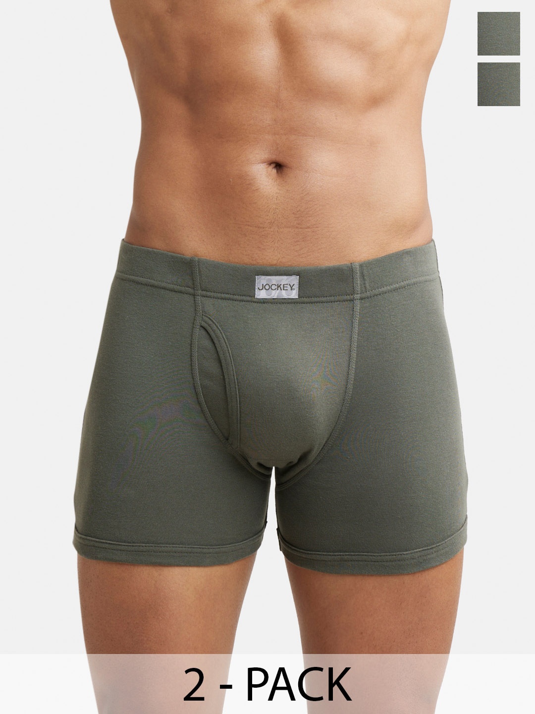 

Pack Of 2 Super Combed Cotton Rib Boxer Brief with Ultrasoft and Durable Waistband-8008, Green