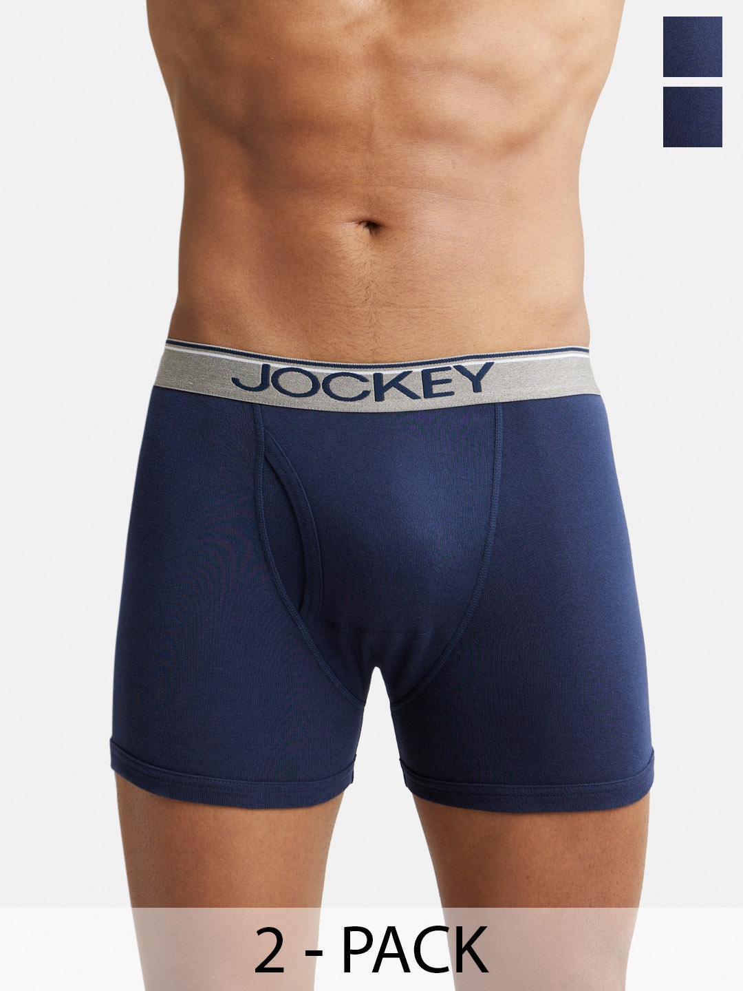 

Pack Of 2 Super Combed Cotton Rib Boxer Brief with Ultrasoft and Durable Waistband-8009, Blue