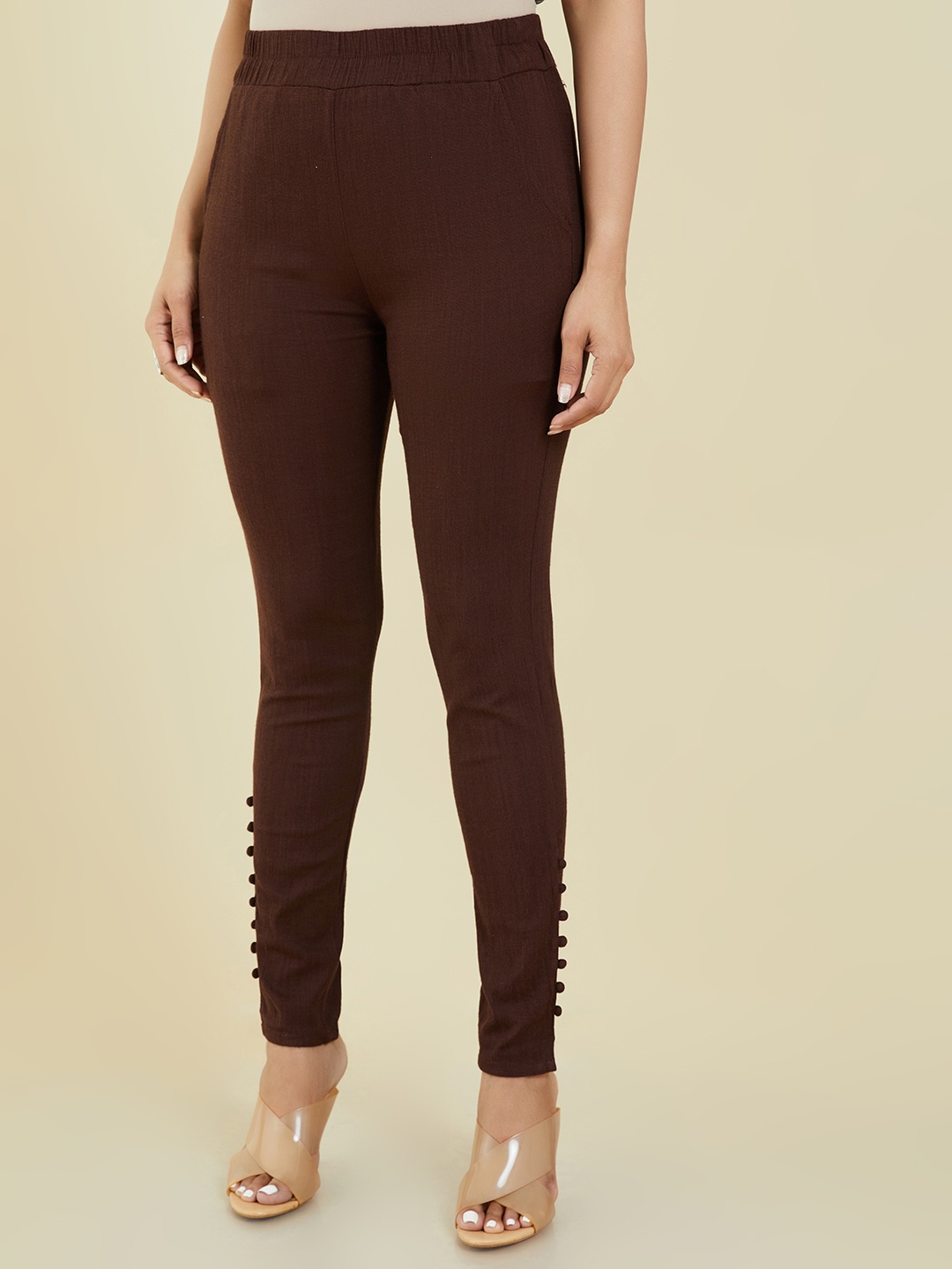

Soch Women Brown Regular Trousers