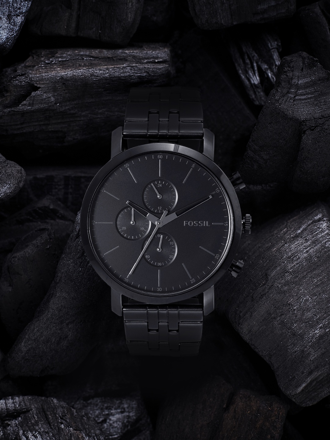 

Fossil Men Black Analogue 44MM Luther Chronograph Watch BQ2330