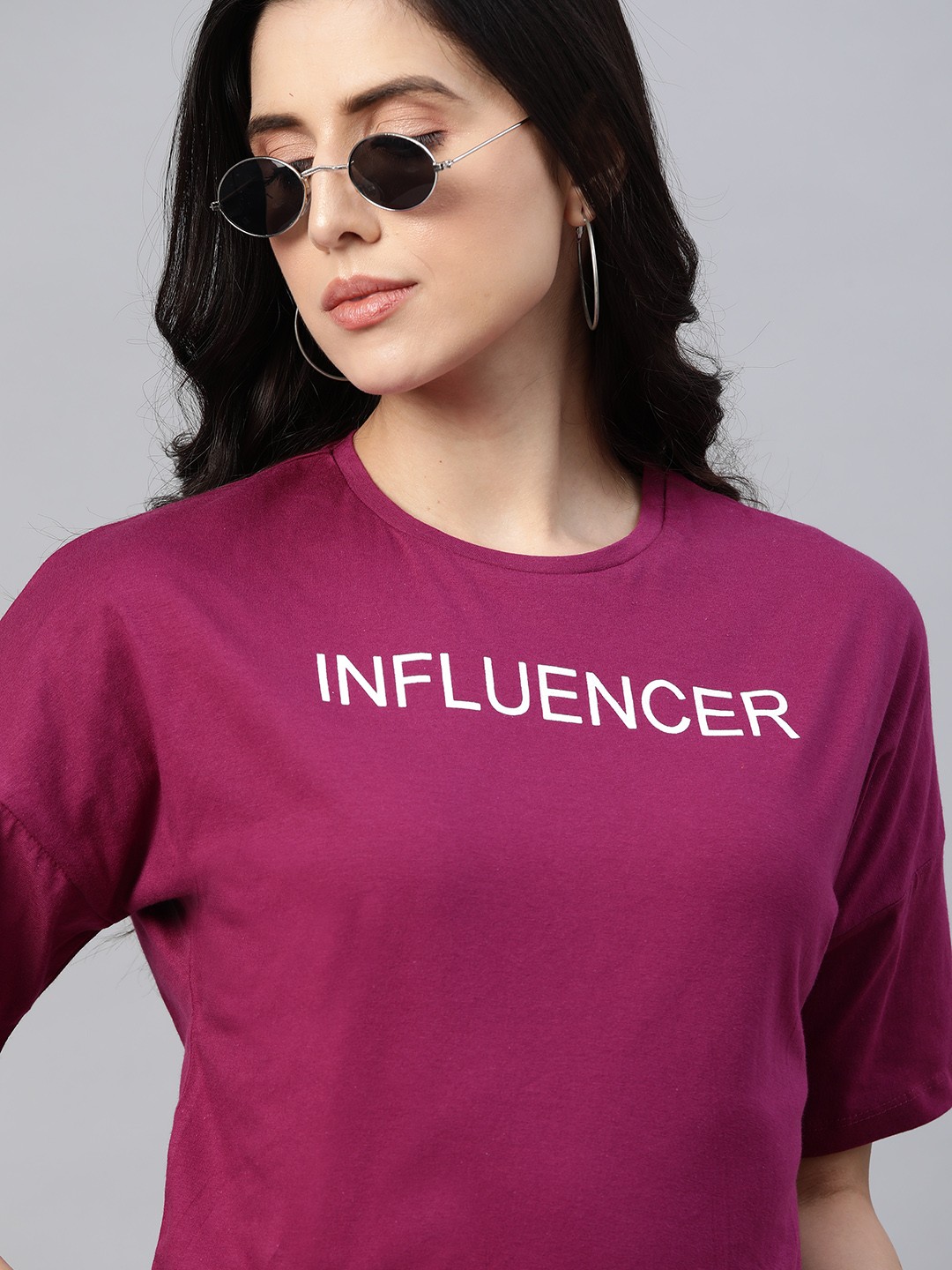 

Kook N Keech Women Burgundy & White Typography Print Pure Cotton T-shirt