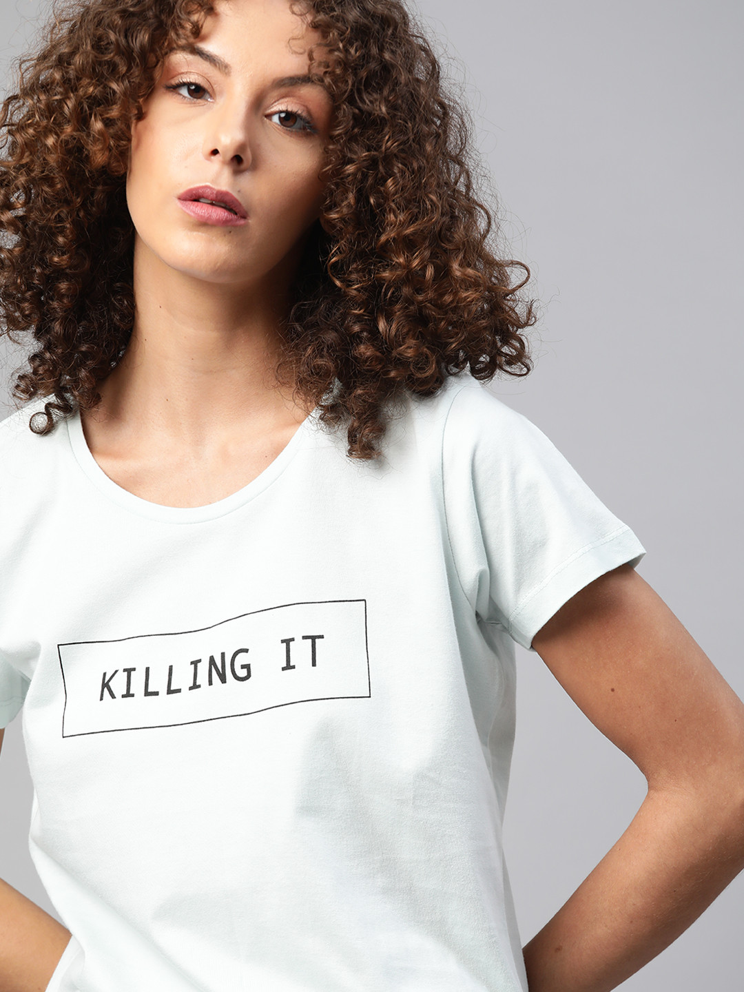 

Kook N Keech Women Blue Typography Printed T-shirt
