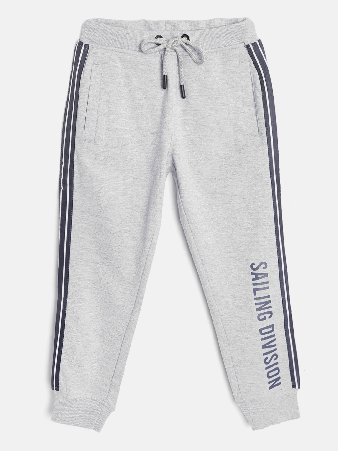 

Nautica Boys Grey Melange & Navy Blue Typography Print Joggers
