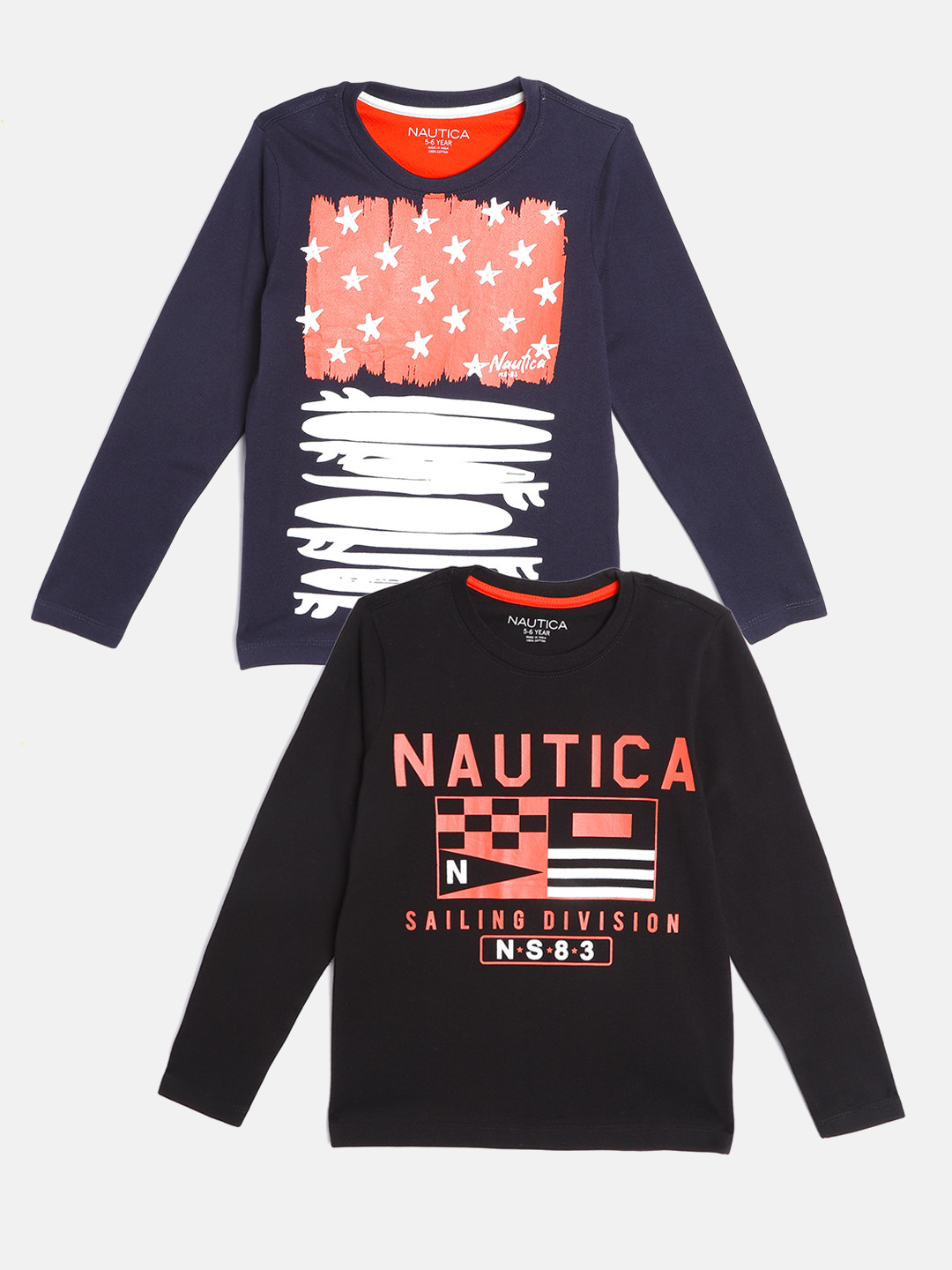 

Nautica Boys Pack of 2 Printed Cotton Pure Cotton T-shirts, Navy blue