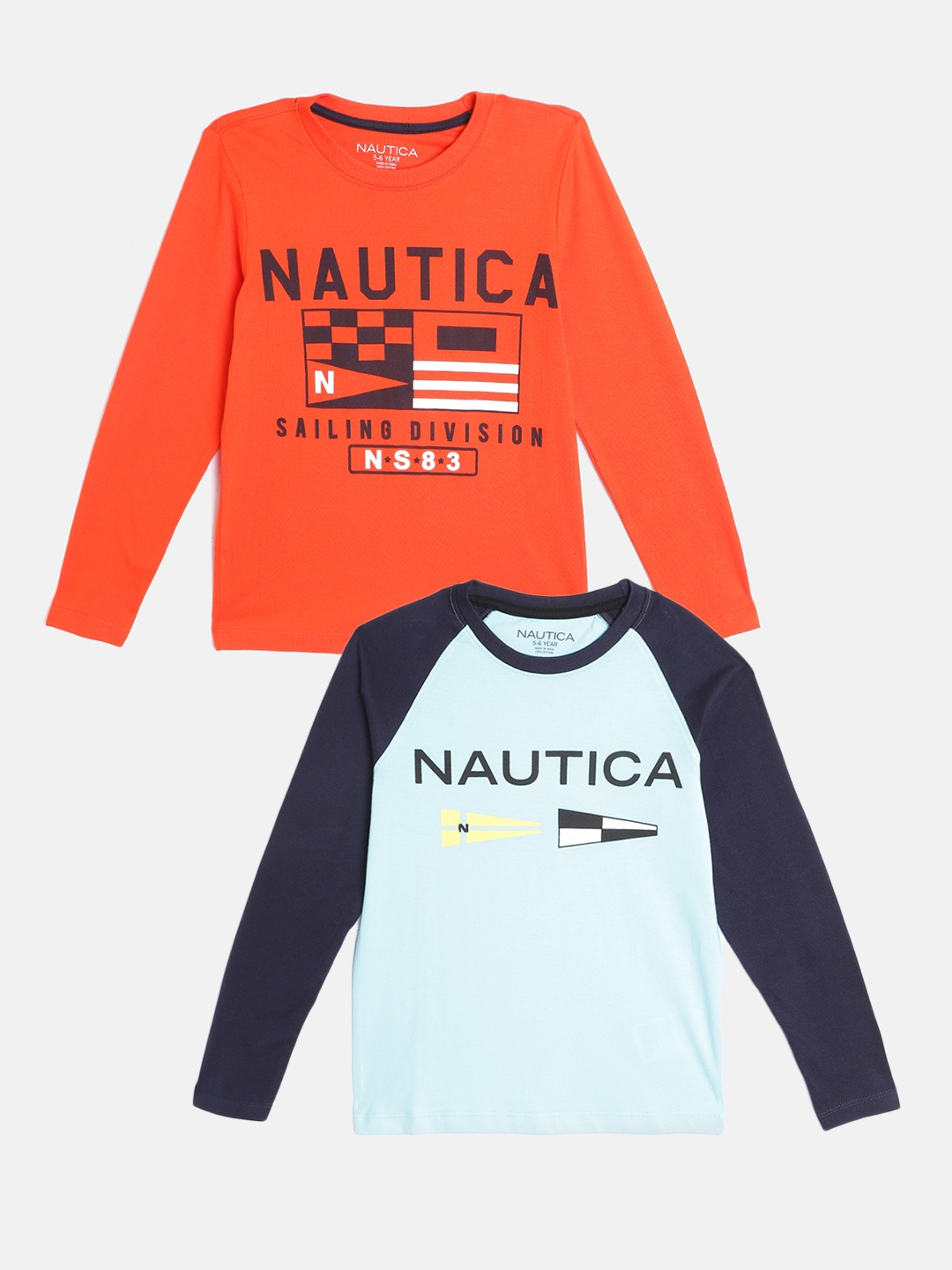 

Nautica Boys Pack of 2 Printed Cotton Pure Cotton T-shirts, Orange