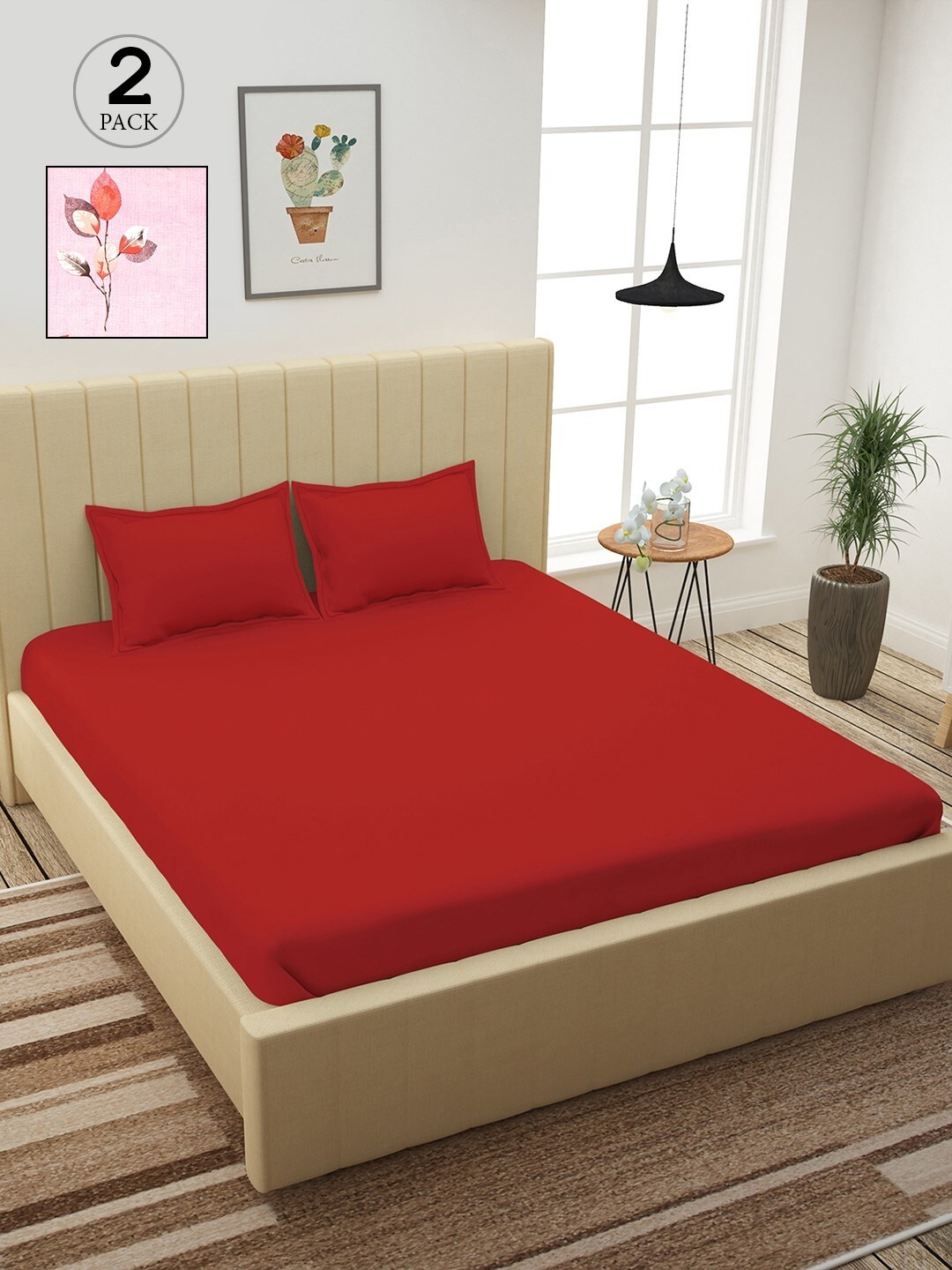 

Story@home Red & Pink Floral 210 TC 2 King Bedsheet with 4 Pillow Covers