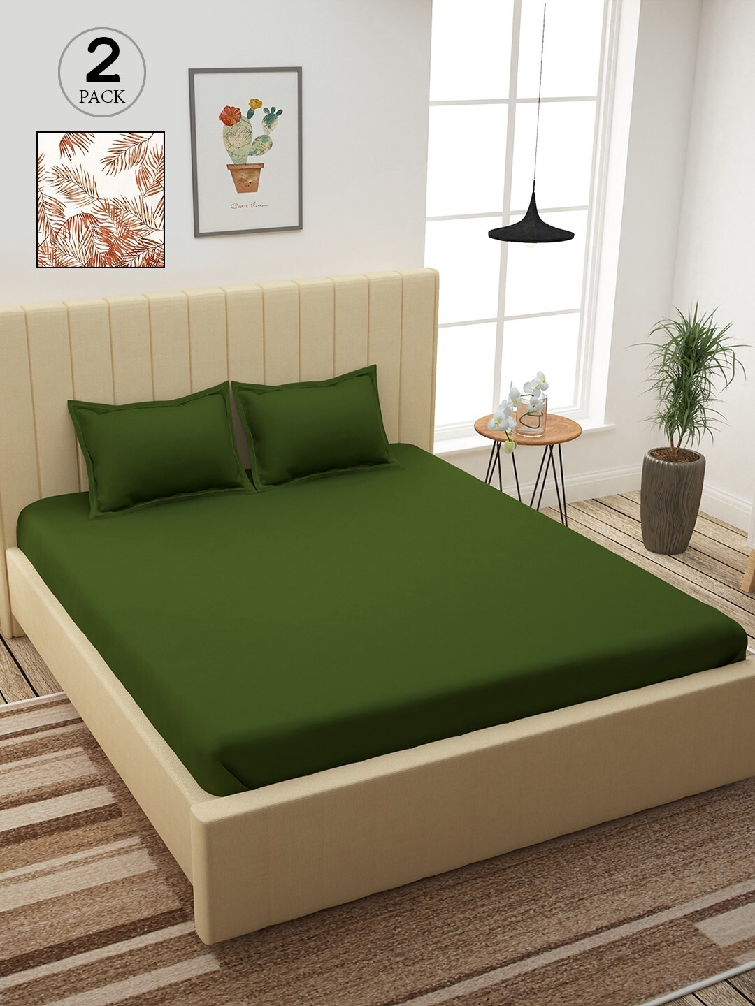 

Story@home Green & White Floral 210 TC 2 King Bedsheet with 4 Pillow Covers